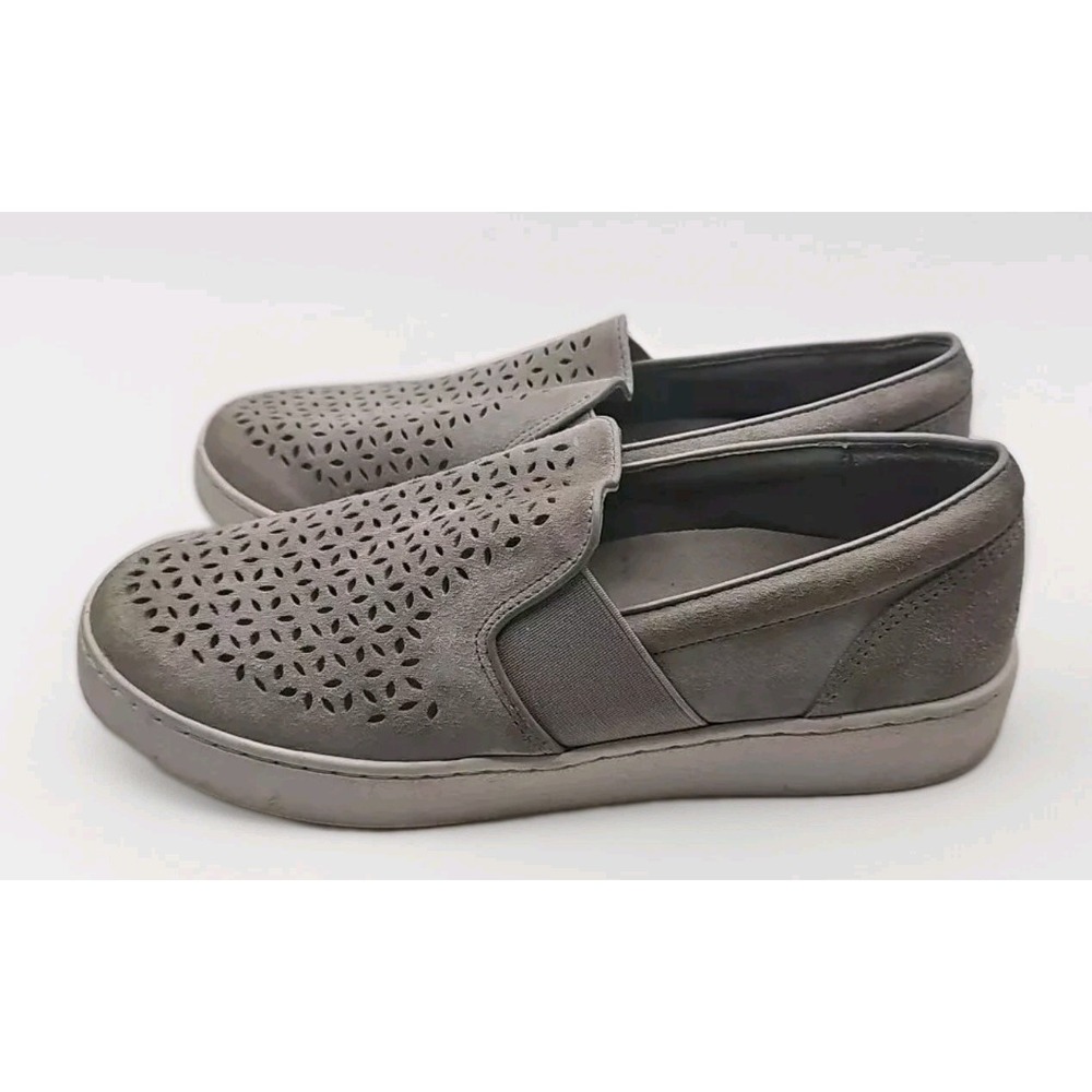 Vionic Suede Splendid Kani Loafer Women 7.5 Grey Laser Cut‎ Shoes Msrp $130  #74